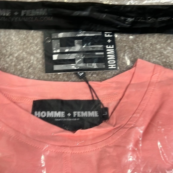 NWT Homme + Femme LA pink triple layer plus tee unisex short sleeve tee - Picture 15 of 17